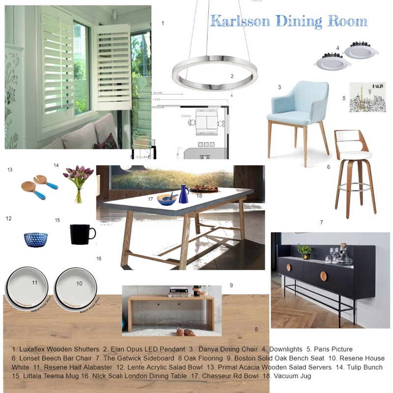 Karlsson Dining Room Sample Board Mood Board by Kiwistyler on Style Sourcebook