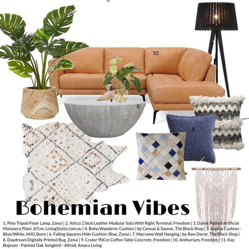 Bohemian living space Mood Board by Shanna McLean on Style Sourcebook