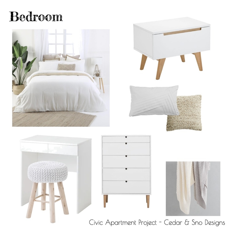 Civic Apartment Project - Minimalist Bedroom Mood Board by Cedar &amp; Snø Interiors on Style Sourcebook