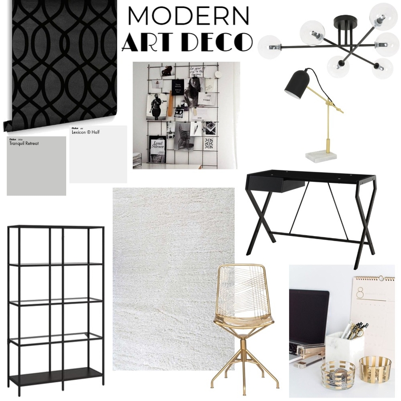 Modern Art Deco Home Office Mood Board by Taylah O'Brien on Style Sourcebook