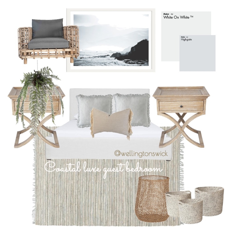 Coastal luxe Guest bedroom Mood Board by JessWell on Style Sourcebook