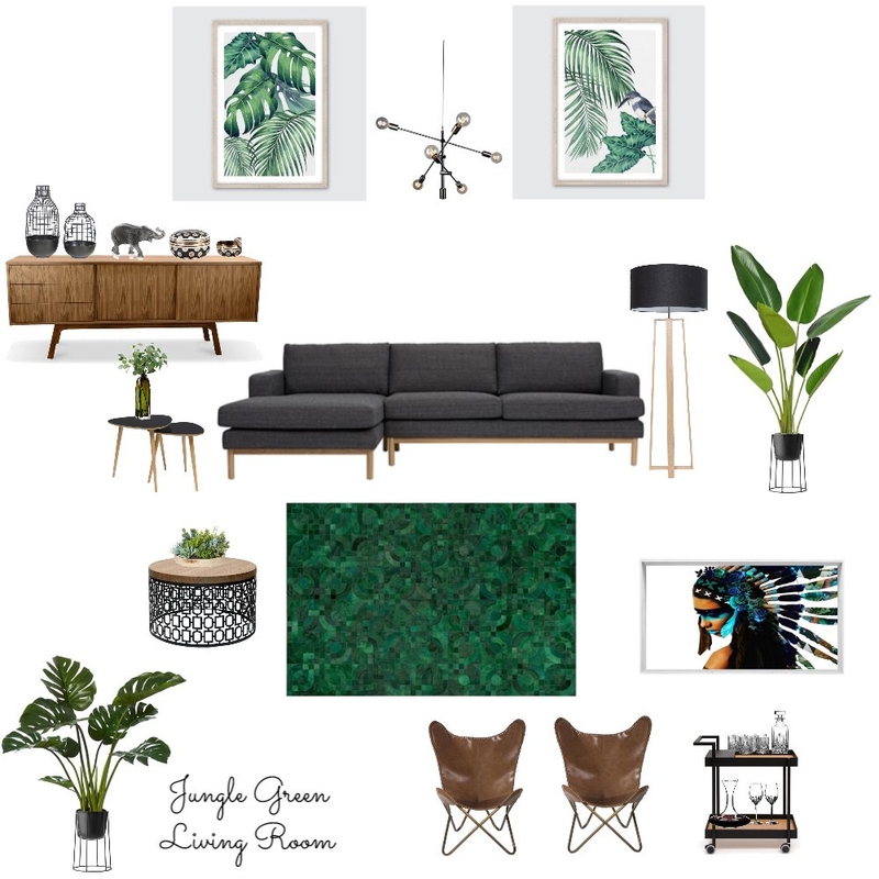 Jungle Green Living Room Mood Board by MelissaBlack on Style Sourcebook