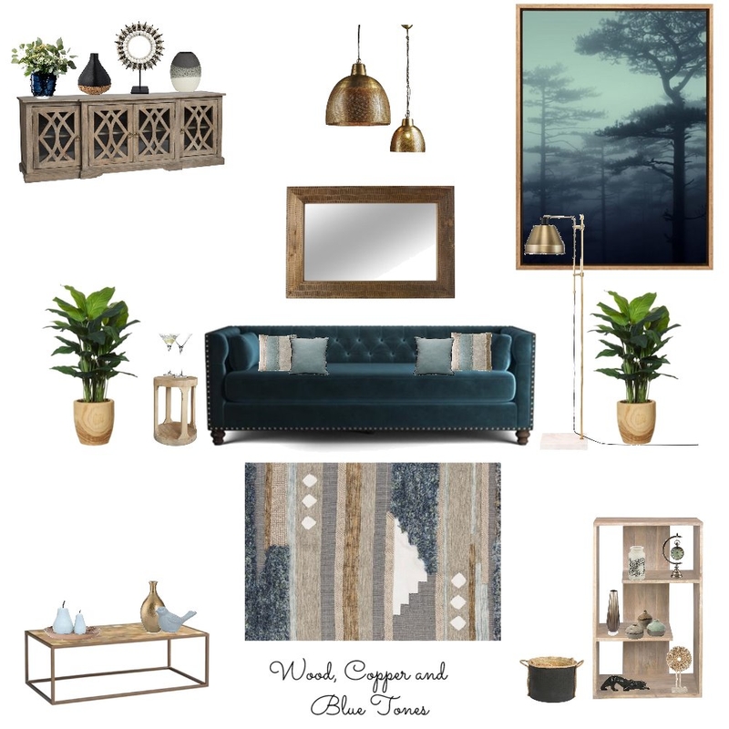 Wood, Copper &amp; Blue Tones Mood Board by MelissaBlack on Style Sourcebook