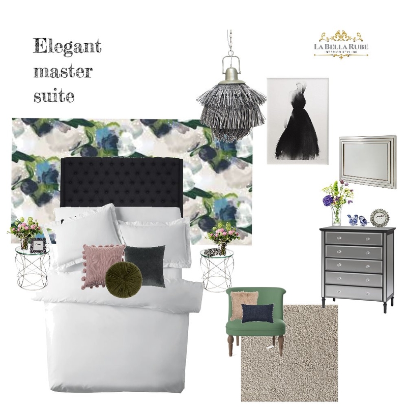 Elegant master bedroom Mood Board by La Bella Rube Interior Styling on Style Sourcebook