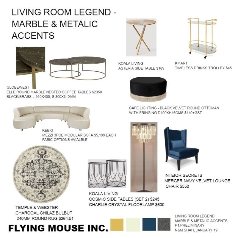 Living room legend - metalic accent Mood Board by Flyingmouse inc on Style Sourcebook