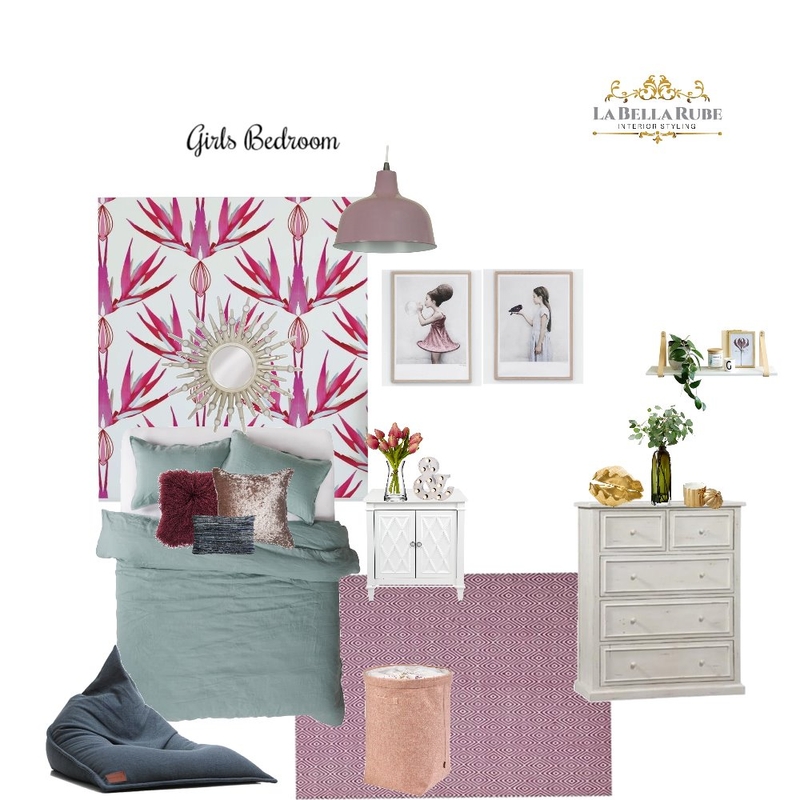 girls bedroom Mood Board by La Bella Rube Interior Styling on Style Sourcebook