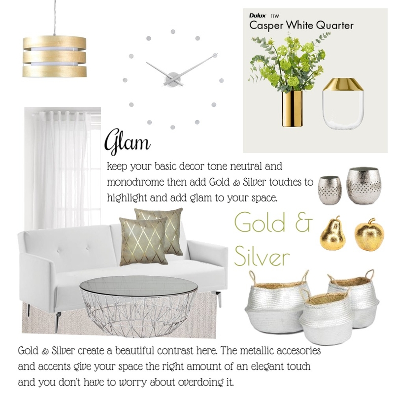 Gold. Silver. Elegant Glam. Mood Board by Cassandra on Style Sourcebook