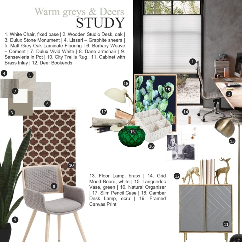 Warm Greys &amp; Deers | Study Mood Board by enili on Style Sourcebook