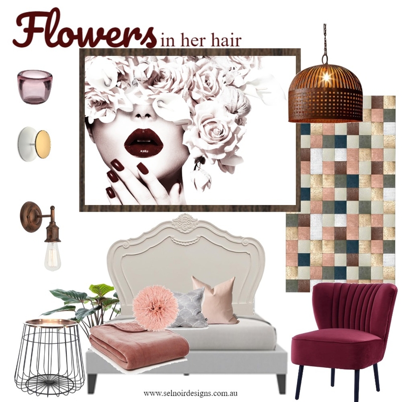 Flowers in her hair Mood Board by Sel Noir Designs  on Style Sourcebook