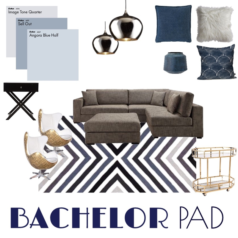 Bachelor Living Room Mood Board by ES Abode on Style Sourcebook