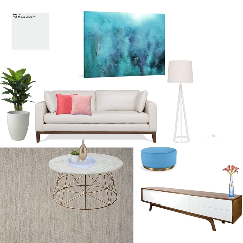 Living room coral blue Mood Board by Jo-Anne on Style Sourcebook