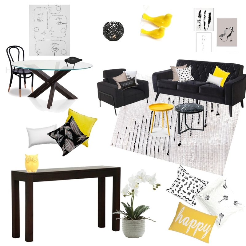 yellow white black Mood Board by iritziv1977 on Style Sourcebook