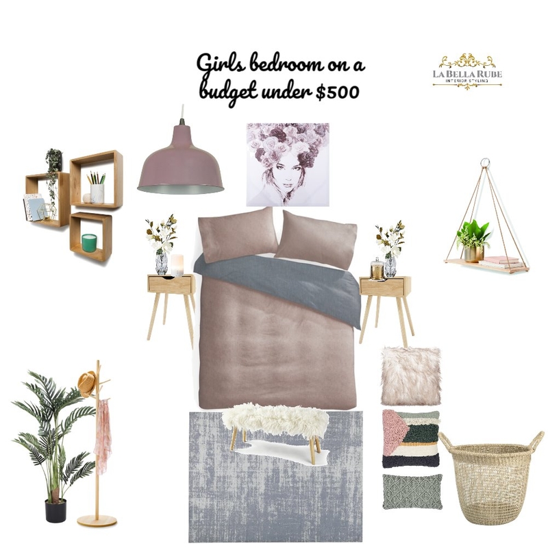 budget girls bedroom under $500 Mood Board by La Bella Rube Interior Styling on Style Sourcebook