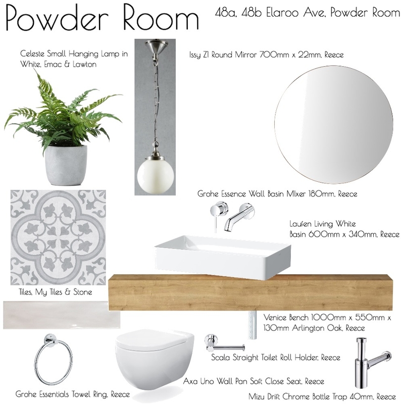 48b Elaroo Ave, Powder Room Mood Board by Design Divine on Style Sourcebook