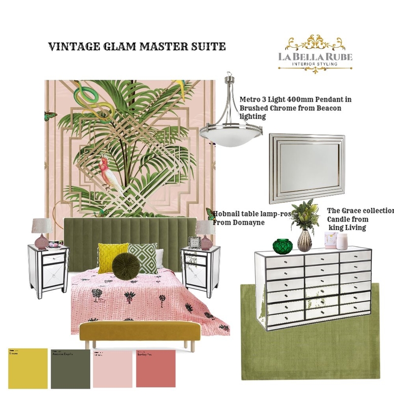 Vintage glam master suite Mood Board by La Bella Rube Interior Styling on Style Sourcebook