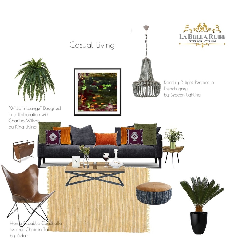 Casual Living Mood Board by La Bella Rube Interior Styling on Style Sourcebook