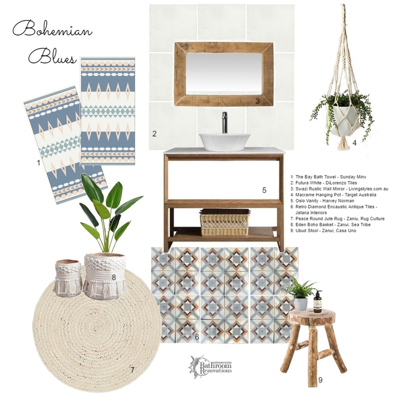 Bohemian Blues - Bathroom Mood Board by Northern Rivers Bathroom Renovations on Style Sourcebook