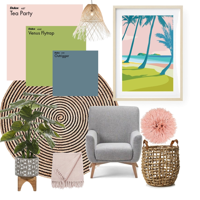 Palms and Pink Mood Board by Seascape Prints on Style Sourcebook