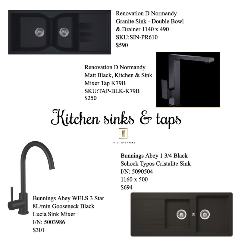 Kitchen sinks &amp; taps Mood Board by jvissaritis on Style Sourcebook