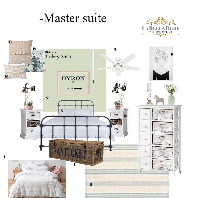 Modern farmhouse master suite Mood Board by La Bella Rube Interior Styling on Style Sourcebook
