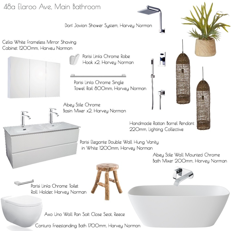 48a Elaroo Ave, Main Bathroom Mood Board by Design Divine on Style Sourcebook