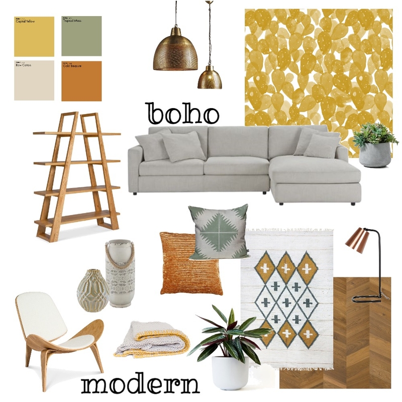 Boho Modern Living Mood Board by AlainaPhillippi on Style Sourcebook