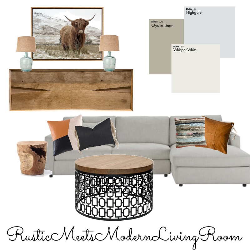 RusticMeetsModernLivingRoom Mood Board by asouthernaffair on Style Sourcebook