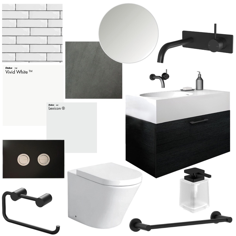 Achromatic Powder Room Mood Board by DKD on Style Sourcebook