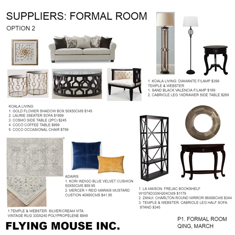 Suppliers: Formal room OPT 2 Mood Board by Flyingmouse inc on Style Sourcebook