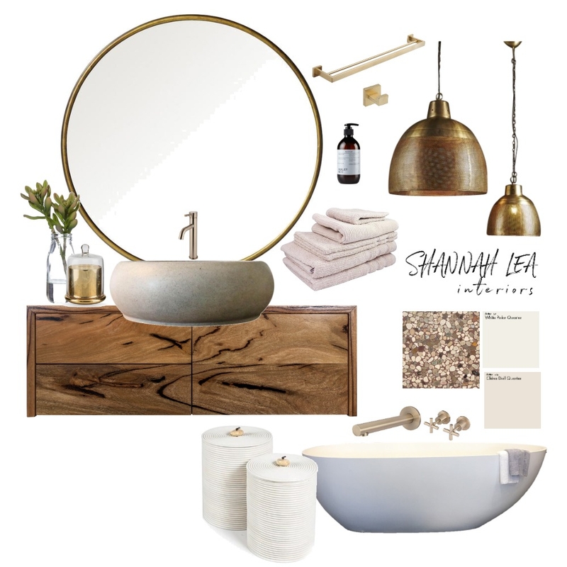 Brass and Pink Ensuite Mood Board by Shannah Lea Interiors on Style Sourcebook