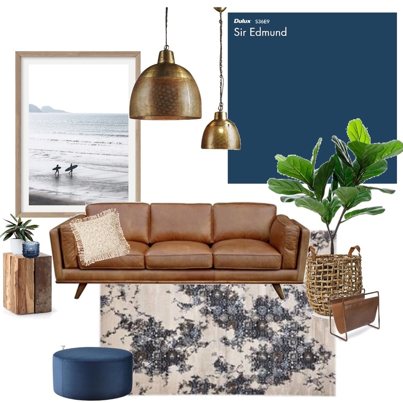 Blues and leather Mood Board by SharaBusing on Style Sourcebook