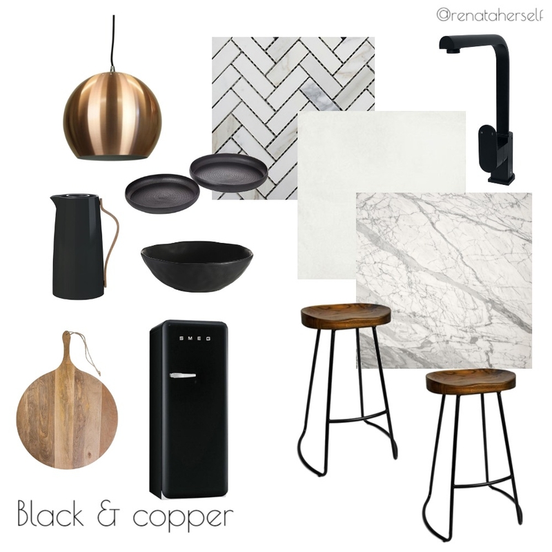 Black and Copper Mood Board by Renata on Style Sourcebook