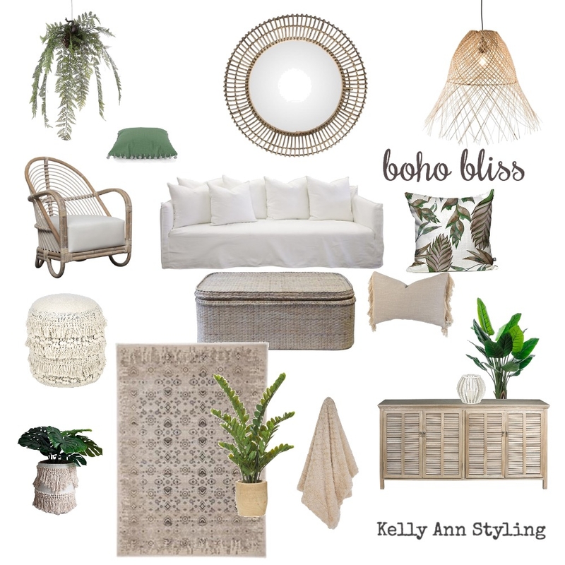 Boho Bliss Lounge room Mood Board by Kelly on Style Sourcebook