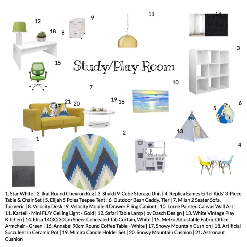 Study/Play Room Mood Board by dessypoursafar on Style Sourcebook