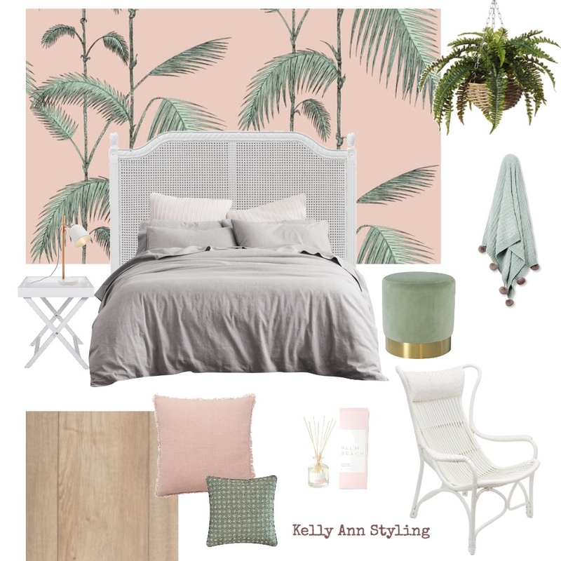 Pink palm bedroom oasis Mood Board by Kelly on Style Sourcebook