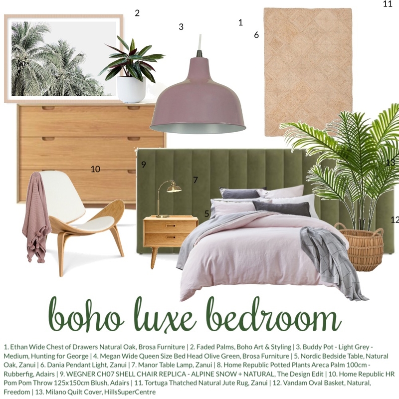 Boho Luxe Bedroom Mood Board by Shanna McLean on Style Sourcebook