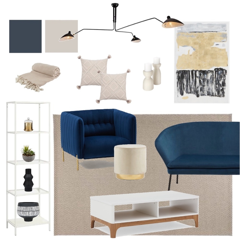 Velvet Navy and Gold Living Room Mood Board by JulianaK on Style Sourcebook
