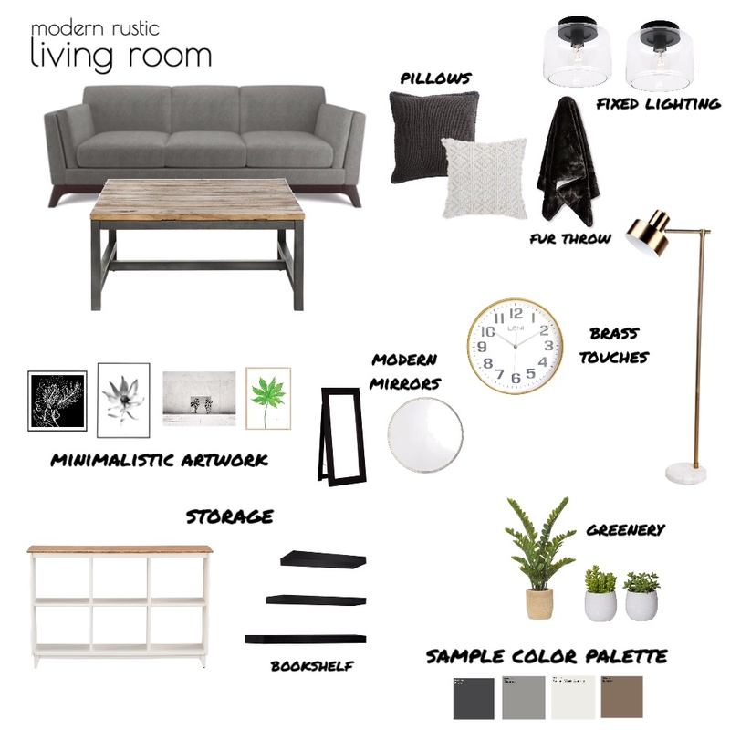 Modern Rustic Living Room Mood Board by itskaitlynn on Style Sourcebook