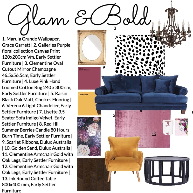 glam and bold Mood Board by beache on Style Sourcebook