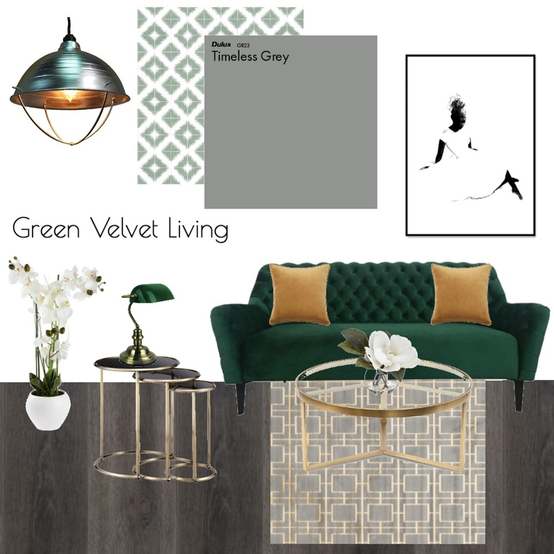 Green Velvet Living Mood Board by Dreamfin Interiors on Style Sourcebook