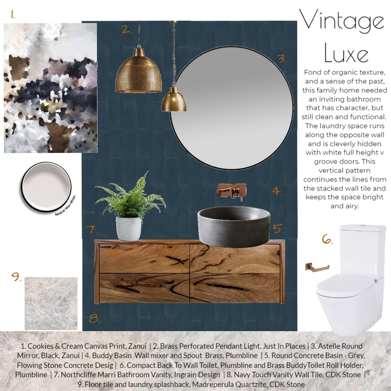 Navy Luxe Bathroom Mood Board by Anneliese on Style Sourcebook