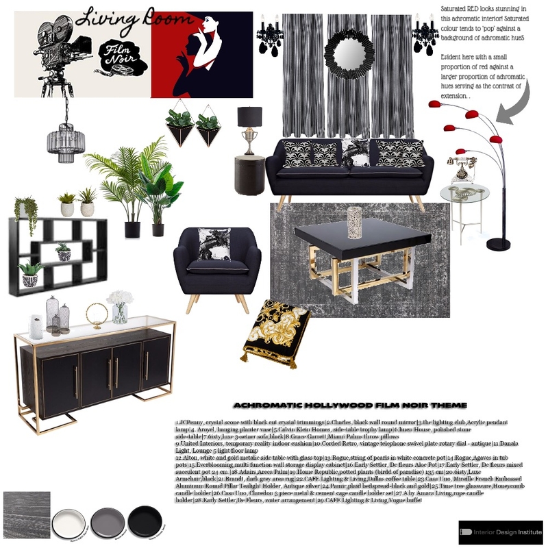 Achromatic Film Noir - Living Room Mood Board by rinadavid on Style Sourcebook