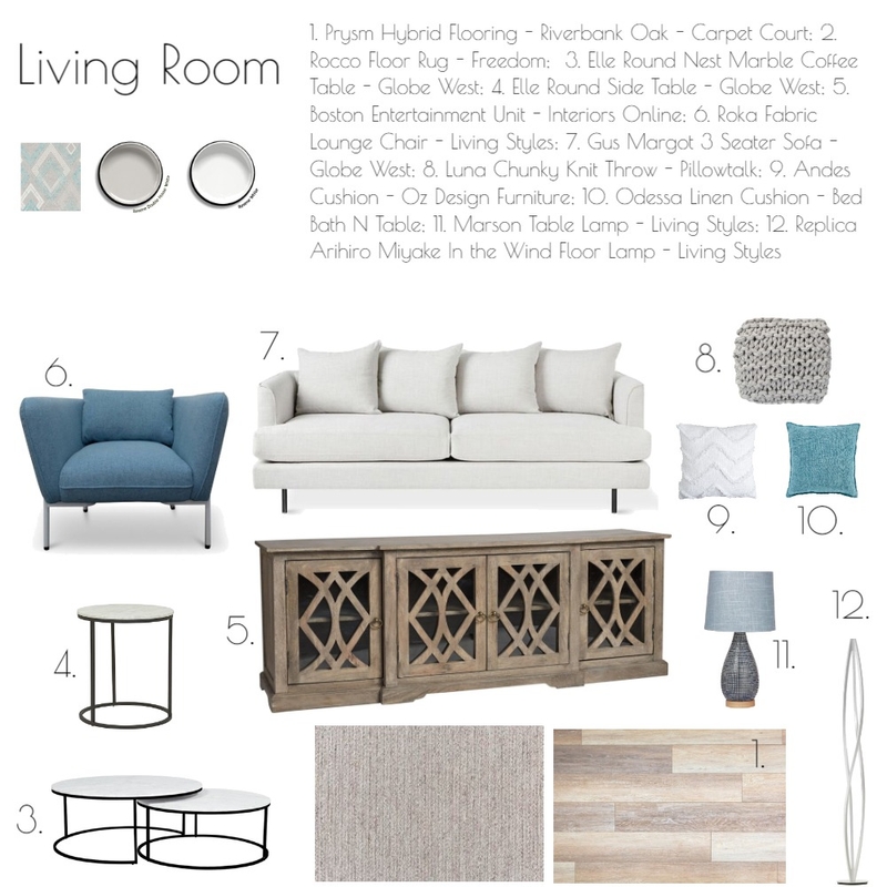 Living Room Sample Board Mood Board by Bronwyn on Style Sourcebook