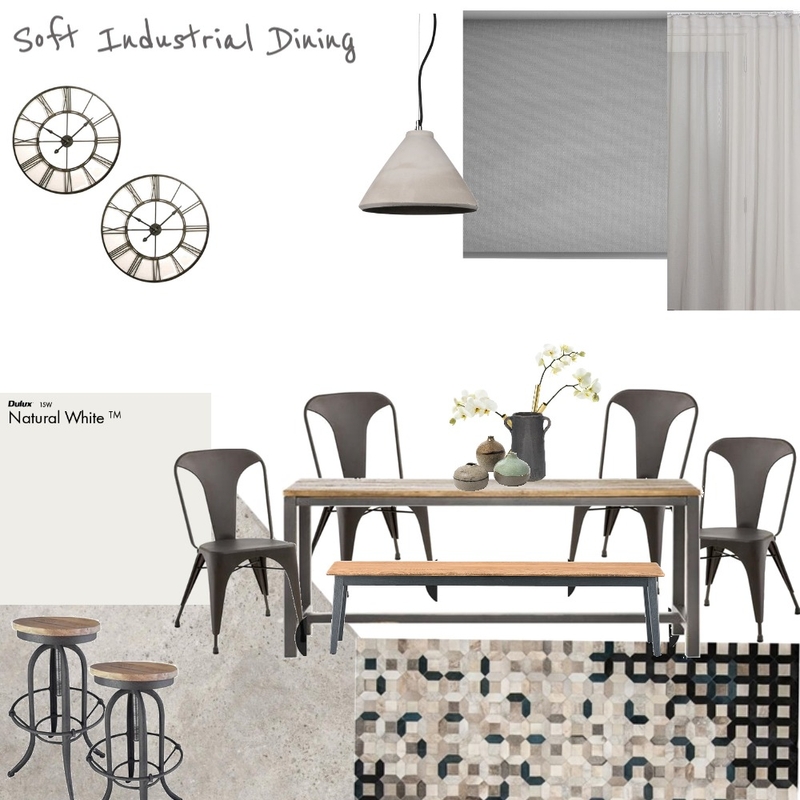 Soft Industrial Dining Mood Board by STYLINGOURHOME on Style Sourcebook
