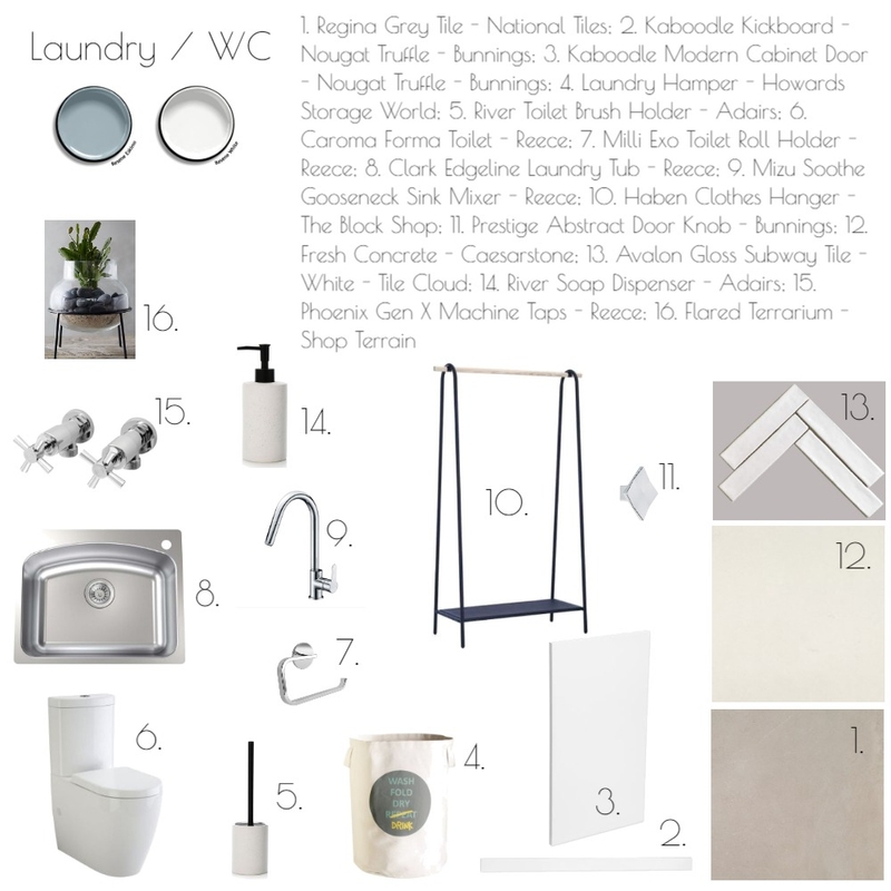 Laundry / WC Sample Board Mood Board by Bronwyn on Style Sourcebook