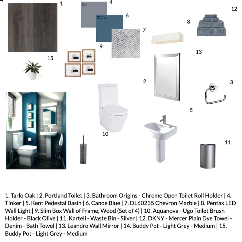 Blue Monochromatic Toilet Mood Board by Annalisa on Style Sourcebook