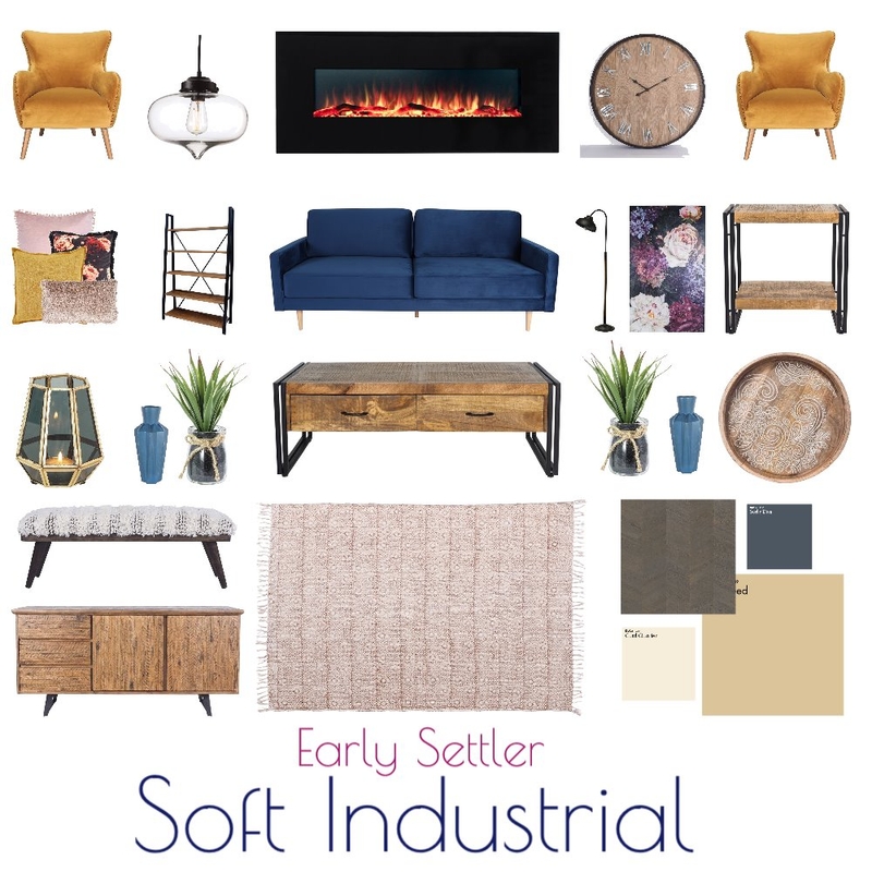 Soft Industrial Living Mood Board by Natalie V on Style Sourcebook
