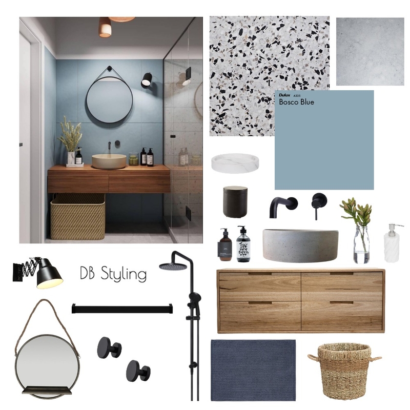 Terrazzo x Blue Bathroom Mood Board by lucyvrvts on Style Sourcebook