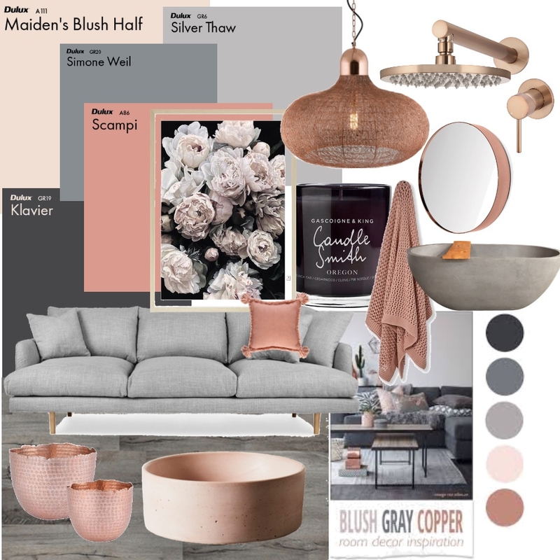 Grey, blush, copper Mood Board by Oleander & Finch Interiors on Style Sourcebook