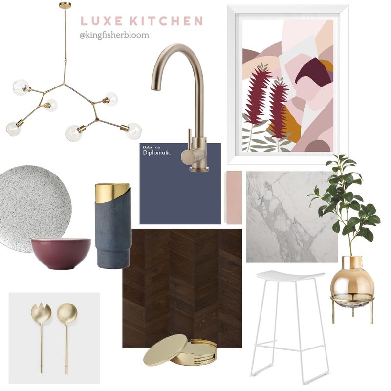 Moody Luxe Kitchen Mood Board by Kingfisher Bloom Interiors on Style Sourcebook